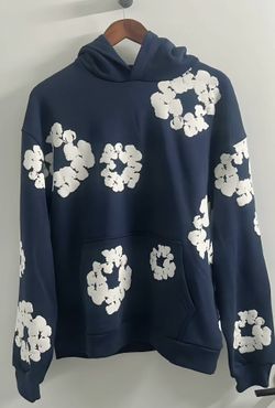 Navy Blue Denim Tear Hoodie