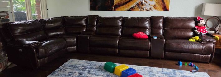 Leather electric recliner sectional couch