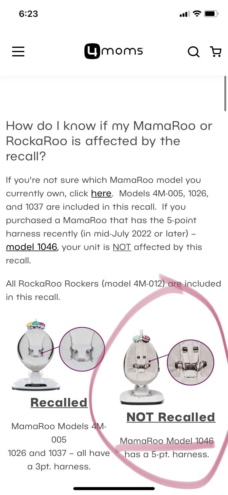 4Moms Mamaroo Swing Model 1046 (NOT RECALLED)