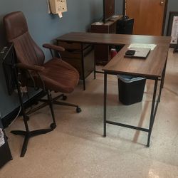 Brown Desk and Office Chair