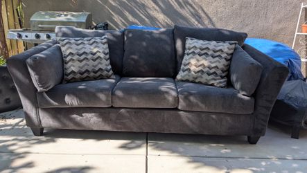 Dark Gray 3-Seater Sofa – Cleaned & Ready | Includes Pillows