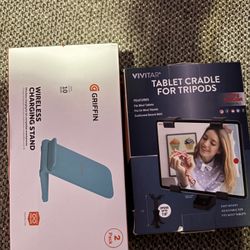 Wireless Charging Stand 2-Pack + Tablet Tripod Mount (New) Shipping Only 