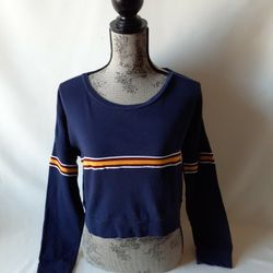 Derek Heart women's navy blue long sleeve crop top size L