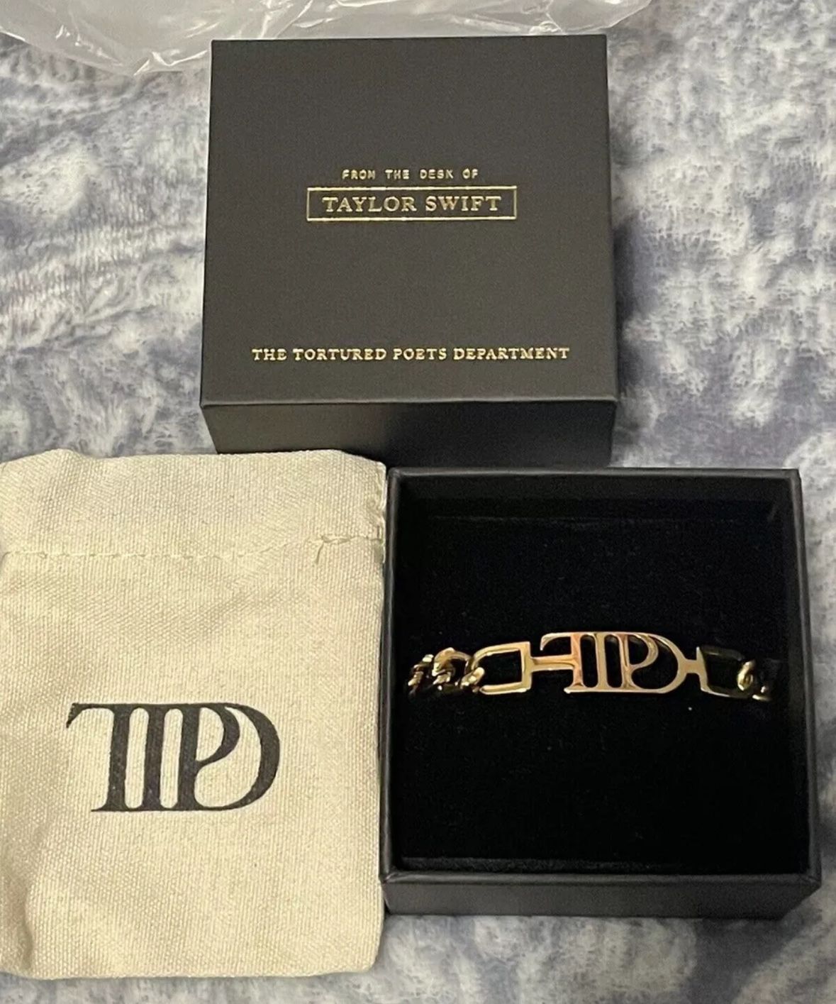 Taylor Swift The Tortured Poets Department Official Bracelet NEW Gold Size S/M