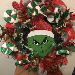 Corona Navideña Del Grinch 