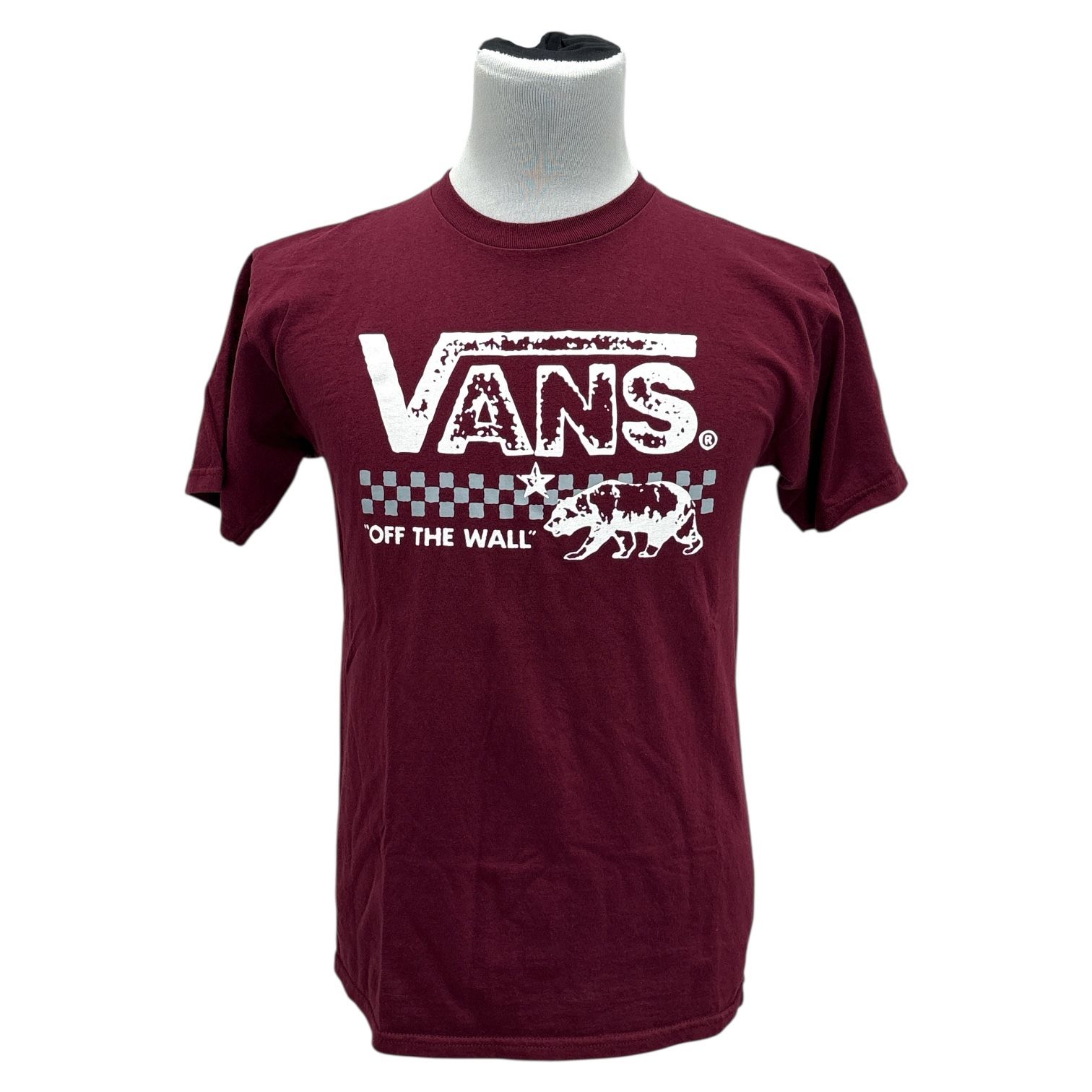 Vans Off the Wall Men's Burgundy Bear Walk Graphic Tee T Shirt Skateboard Medium