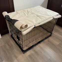 Large Dog Crate, Bed, Cover, and Rug