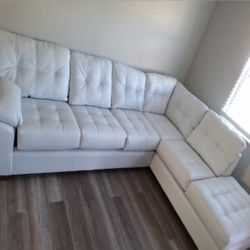 White Leather Couch ( Price Negotiable ) 