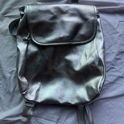 Metallic Silver Mini Backpack 