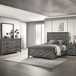 Brand New Queen Size Elegant Wood Denver Bedroom Set 