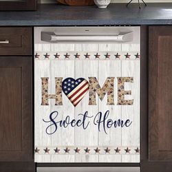 Sweet Home Magnet Dishwasher Cover Kitchen Decorative, Flag Pentagram Dish Washer Door Sticker, Wood Home Refrigerator Magnetic Decals Sheet, Magnetic