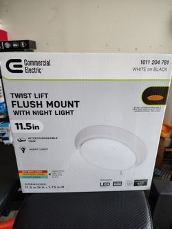 Commercial Electric 11.5 in. Twist Lift Round LED Flush Mount w/ Night Light BRAND NEW OPEN BOX