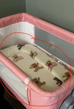 Teddy bear baby lounger & pink breastfeeding pillow