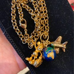 Collectors Walt Disney Travel Necklace PLUS Mish new York Gardening Charm Bracelet