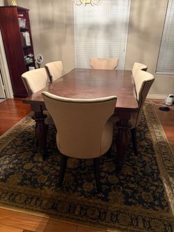 Dining Table 6ft with 6 Chairs From Crate & Barrel