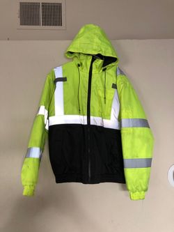Hi-Vis Safety Bomber Jacket with Hood