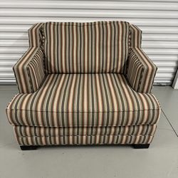 Oversized Striped Armchair / Comfy Reading Chair – Excellent Condition 