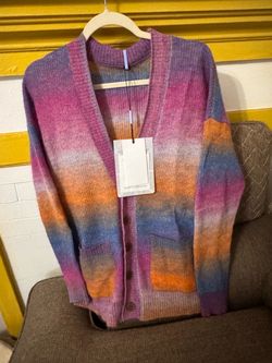 Alexander McQueen Multicolor Ombre Knit Cardigan with Tags