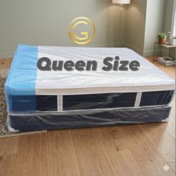 Queen Mattress Set Plush PillowTop – Brand New –  Same Day Delivery Available 🚚