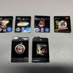 6 Cleveland Indians Hat/Lapel Pins Chief Wahoo