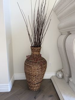 Wicker rattan large vase