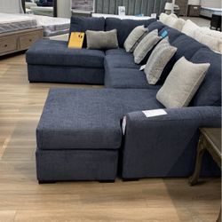 Blue Chaise Sofa Sectional 
