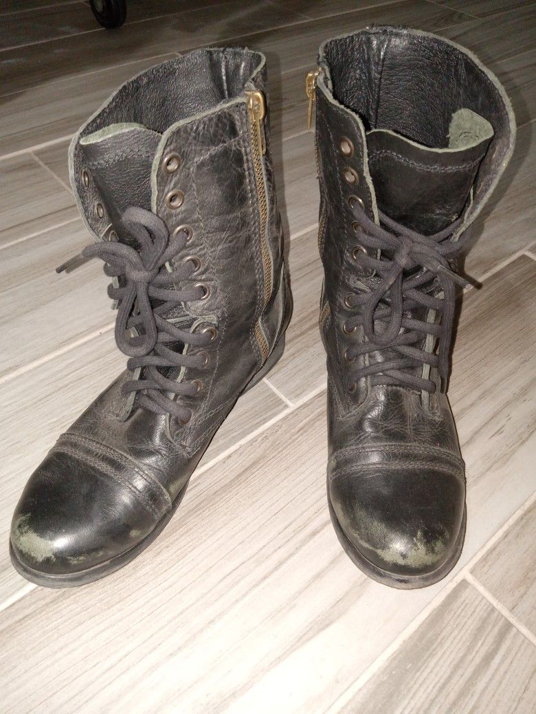 Retro Gen X Era Steve Madden Black Leather Boots 8 1/2