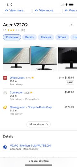 Two Acer V7 Series Monitors. Brand New Still In Box $ 75For Both. New Employer Did Not Want Them Back After I Quit