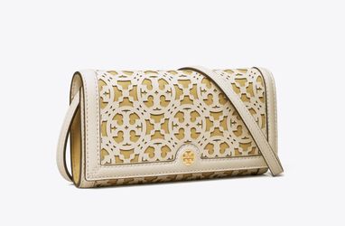 Tory Burch T Monogram Laser Cut Wallet Crossbody Brand New