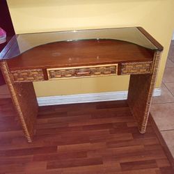 Wood Desk, Pure Wood, Brown 