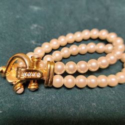 Double Strand Faux Pearl Bracelet