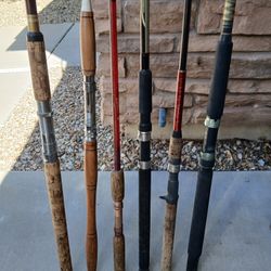 Lot Of (6) Large fishing poles** 6-9 Feet Long**