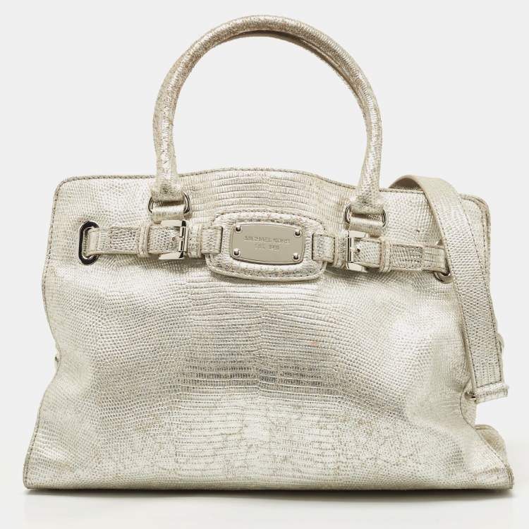 Michael Kors Snaked Leather Silver Tote Back