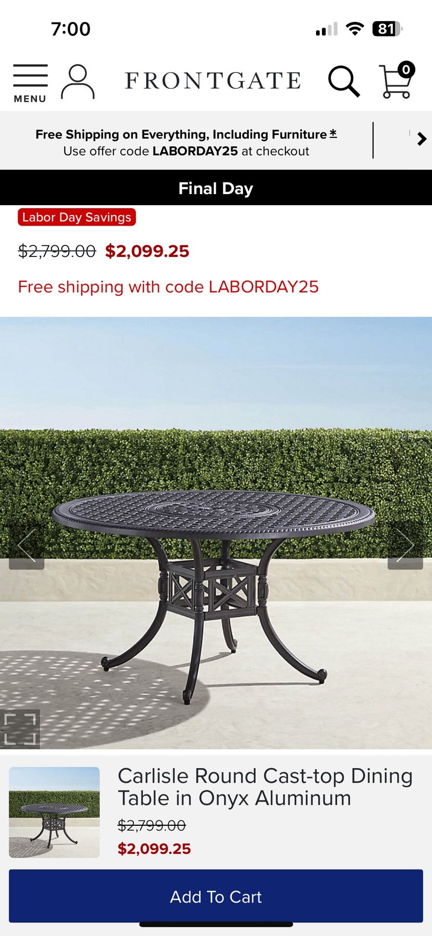 Heavy stable Metal Table with 2 Chairs + Cushions – good Condition