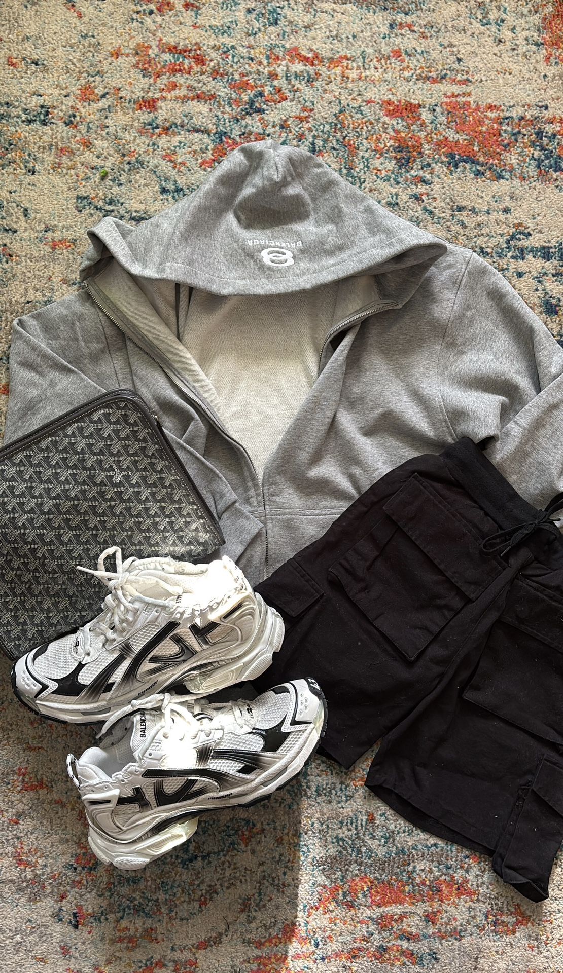 Balenciaga Unity Zipup, Balenciaga Gradient Runners, Goyard Jouvence Toiletry Bag