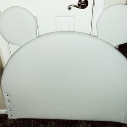 Mickey MOUSE Ears TWIN HEADBOARD WHITE  Predrilled For Bedrails  (Can Take Off Ears Too)