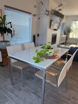 (4) Four Stainless Steel Modern Chairs