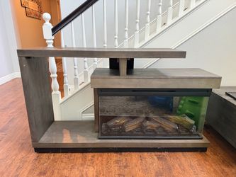 Portable fireplace and lift top coffee table