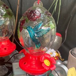 Glass Hummingbird Feeders- Pair