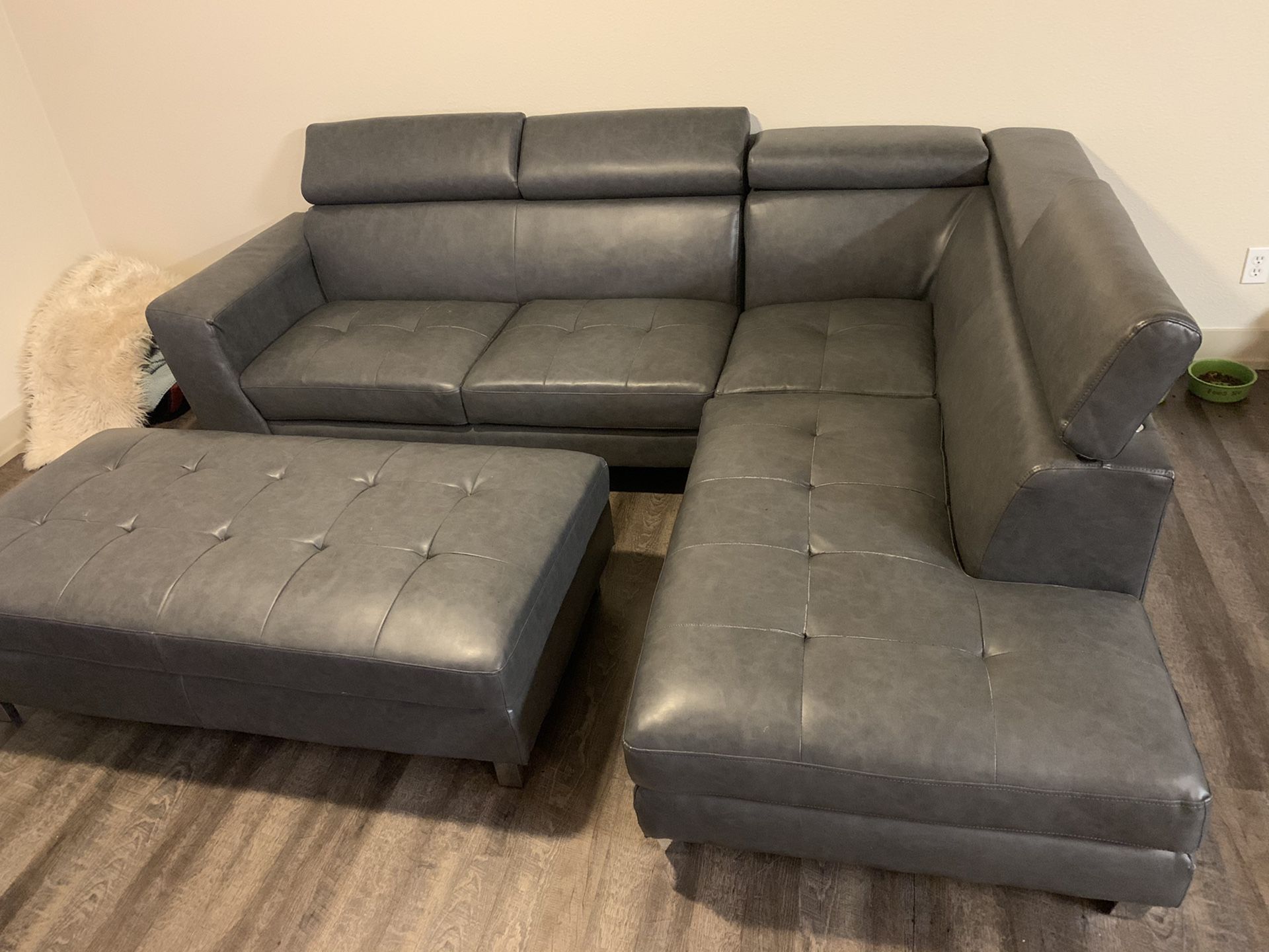 Sectional couch and ottoman