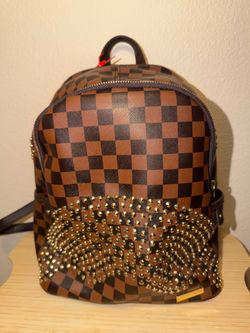 Sprayground Brown Checkered Studded Shark Backpack (Limited Edition) 🎒