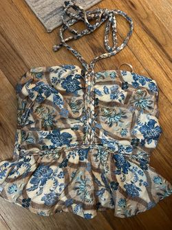Size small Blue floral halter crop top