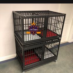 Double Stacked Dog Pet Cage Kennel Size 43 Tube Bar With Grid And Trays New In Box 📦 