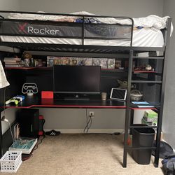 X Rocker Twin Bunk Bed With Shelves 