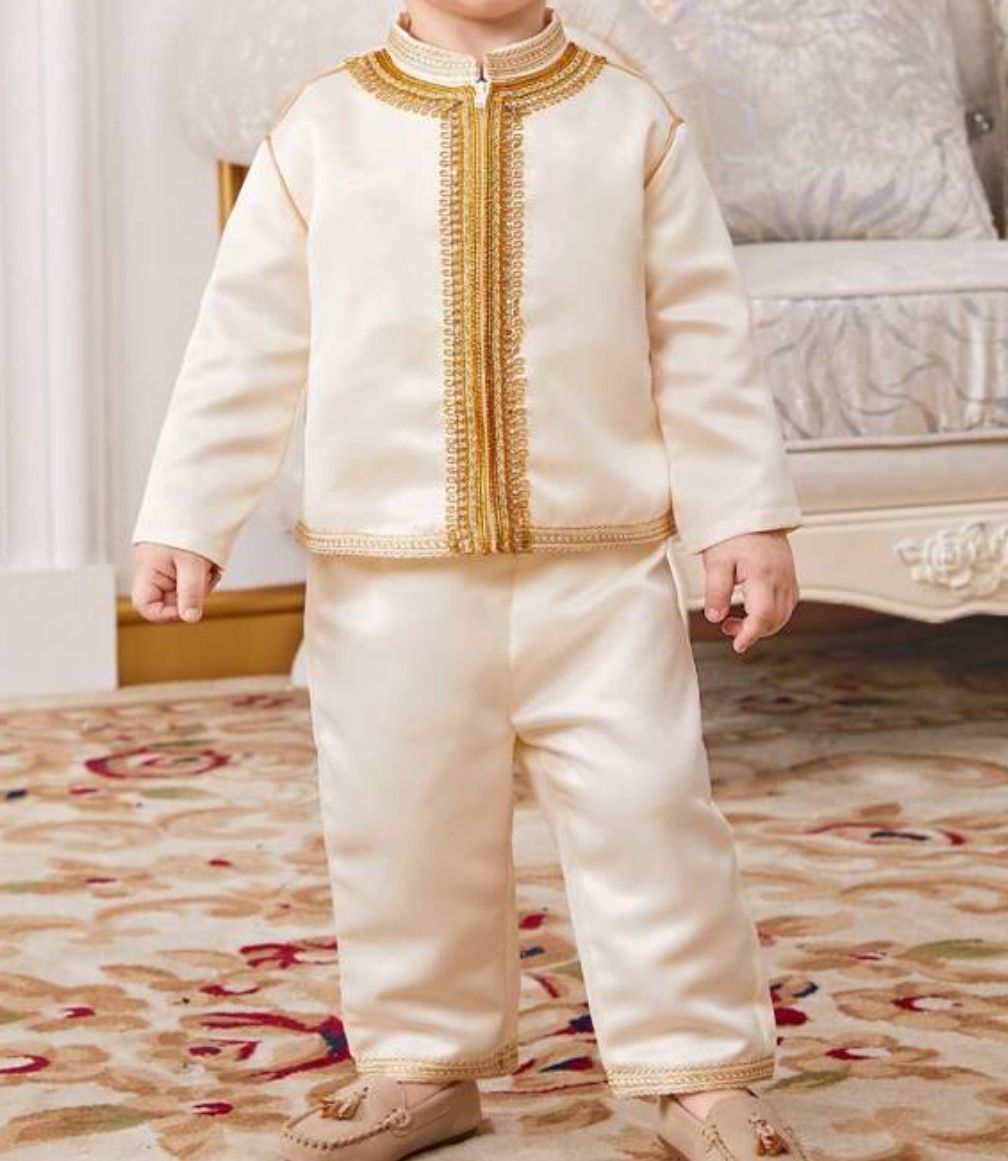 Boys' Cardigan and Trousers Set with Gold Trim/Size: 2-3 y/$7