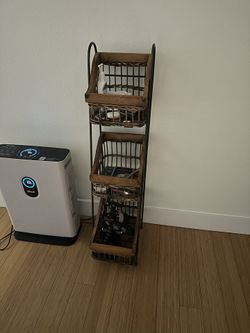 3 Basket Vertical Tier Storage Wicker Basket Tower