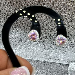 2 Carat Pink Moissanite Heart Shaped Gra Certified Earrings Studs 925 Sterling Silver 18k White Gold Plated Rare 
