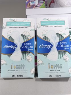 ALWAYS PURE COTTON 28 PADS SIZE 1 $7.00 EACH