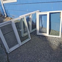 3 Newer Vinyl Windows 30x30 Sliders Milgard 