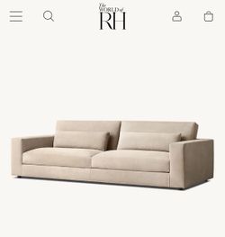 RH Lugano Veneto Leather Couch -Smoke